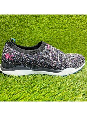 Kuru Stride Womens Size 8.5 Black Purple Athletic Walking Slip On Shoes Sneakers